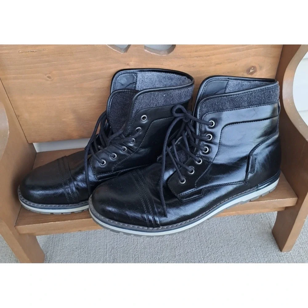 JF J. Ferral Men's Tookers Chukka Boots Black Faux Leather Ankle Boot Size 12 M